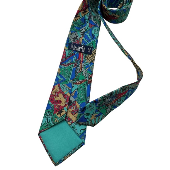 HERMÈS 7286 MA Rare Green/Blue Heraldry Silk LUXURY Tie FRANCE - Picture 2 of 5